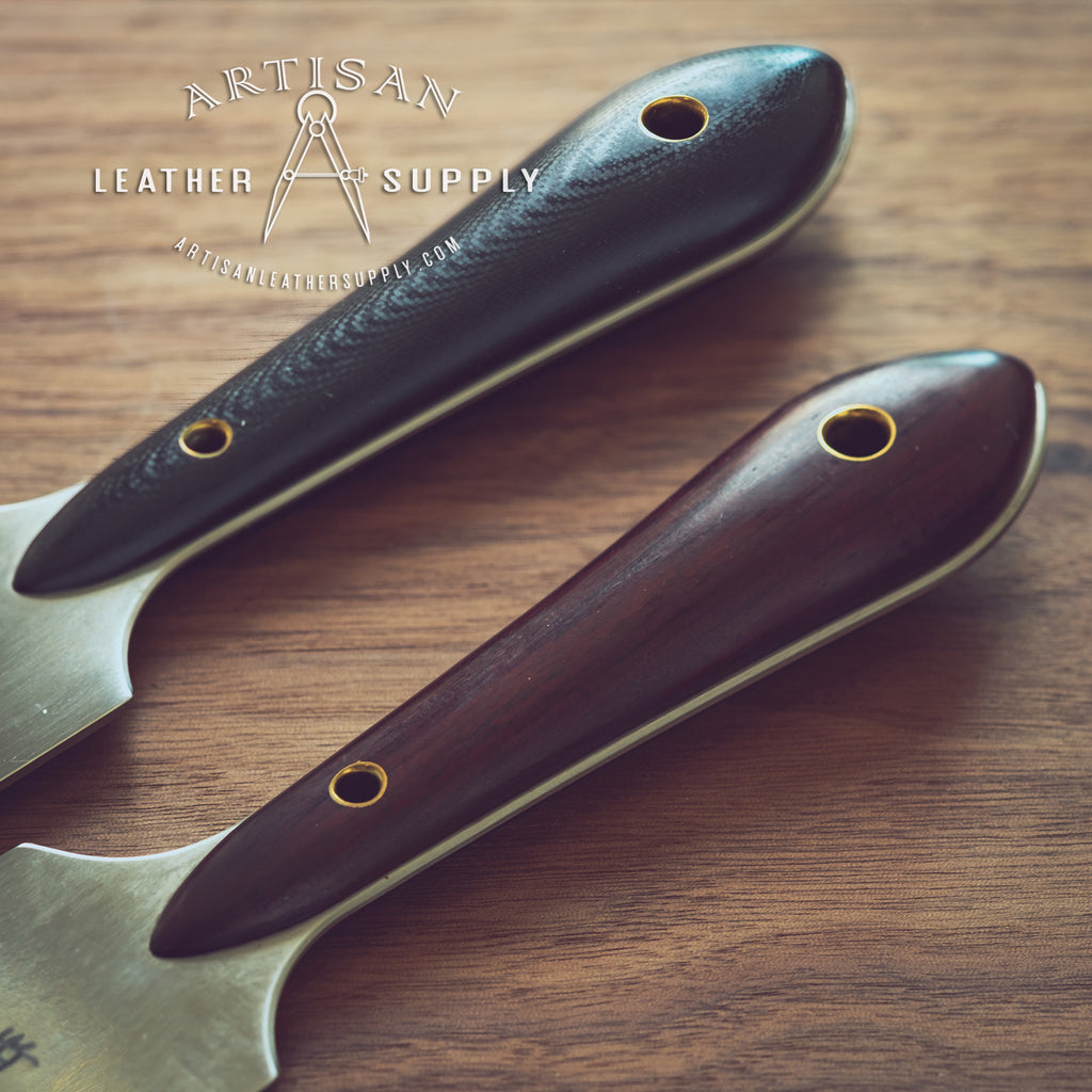 Leather Skiving Knife, M390 Swedish Powder Steel Sandalwood Wooden Handle  Leather Cutting Knife Leathercraft Tool for DIY Leathercrafts